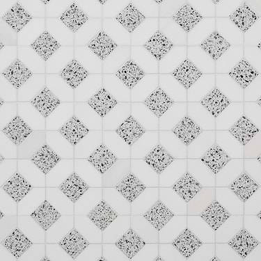 Cleopatra Diamond Truffle White Terrazzo and Bianco White Marble Polished Mosaic