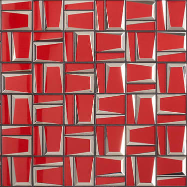 Rumi French Ruby Red Polished Mirrored Glass Mosaic Tile