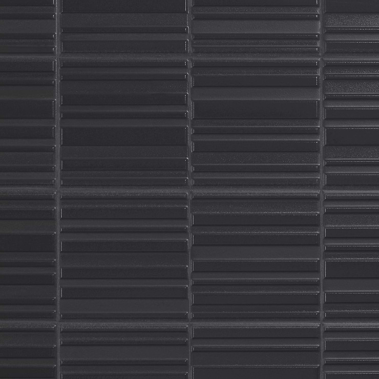 Sydney Charcoal Black 8x16 3D Glossy and Matte Mixed Finish Ceramic Tile