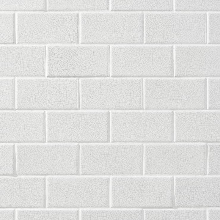 Sarina Vintage White 3x6 Glossy Crackled Ceramic Wall Tile