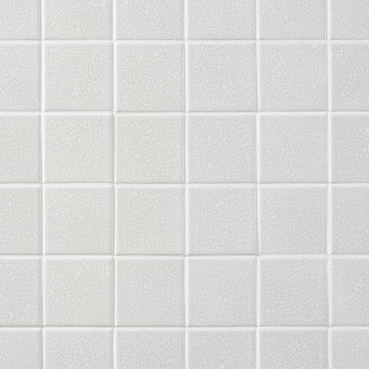 Sarina Vintage White 4x4 Glossy Crackled Ceramic Wall Tile