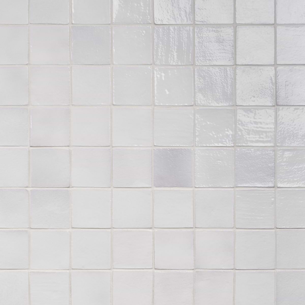 Emery White 4x4 Square Handmade Crackled Glossy Terracotta Tile