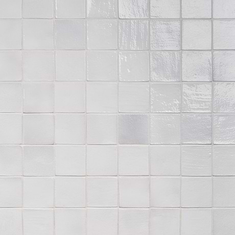Emery White 4x4 Square Handmade Crackled Glossy Terracotta Tile