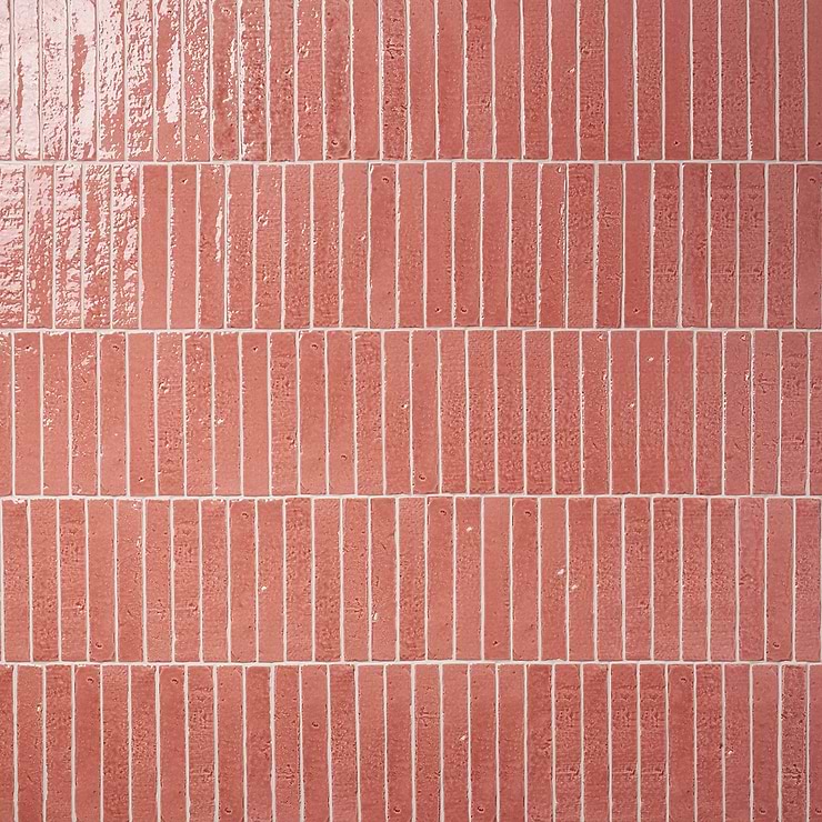 Wabi Sabi Coralito Terracotta Pink 1.5x9 Crackled Glossy Ceramic Tile