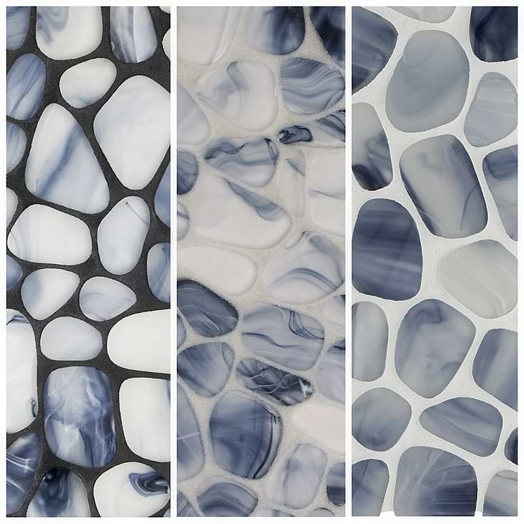 Riverglass Blue Frosted Glass Mosaic Tile 