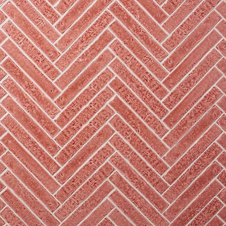 Wabi Sabi Coralito Terracotta Pink 1.5x9 Crackled Glossy Ceramic Tile