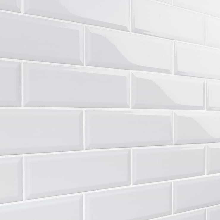 Rise Ice White 4x12 Beveled Glossy Ceramic Subway Tile