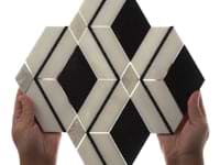Diana Nero Black & White Polished Marble and Pearl Mosaic Tile