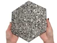 Sample-Reef Gray 8" Hexagon Polished Pearl Terrazzo Tile