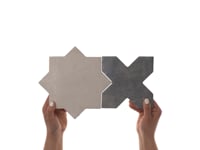 Not for Sale-Parma White Matte Star and Denim Blue Matte Cross 6" Terracotta Look Porcelain Tile