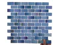 Splash Lagoon Blue 1x2 Polished Glass Mosaic Tile