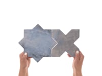 Parma Denim Blue Matte Star and Denim Blue Matte Cross 6" Terracotta Look Porcelain Tile