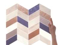 Elizabeth Sutton Meta Rio Rose Gold 2x5 Chevron Glossy Glass Mosaic Tile