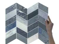 Elizabeth Sutton Meta Zanzibar Dark Silver 2x5 Chevron Glossy Glass Mosaic Tile