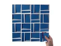 Rumi French Blue 2x3 Polished Mirrored Glass Mosaic Tile