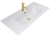 Kora Art Faux Fluted 40" Single Vanity with Integrated White Ceramic Top & Gold Handles