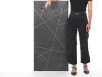 Whitney Ardesia Charcoal Black and Gold Line 24x48 Artisan Decor Matte Porcelain Wall Tile