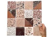 Elizabeth Sutton Artem Cardinal Terracotta Red 3x3 Polished & Honed Marble and Terrazzo Mosaic Tile