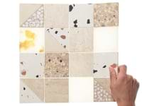 Elizabeth Sutton Artem Paloma Beige & Cream 3x3 Polished & Honed Marble and Terrazzo Mosaic Tile