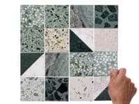 Elizabeth Sutton Artem Turaco Green 3x3 Polished & Honed Marble and Terrazzo Mosaic Tile