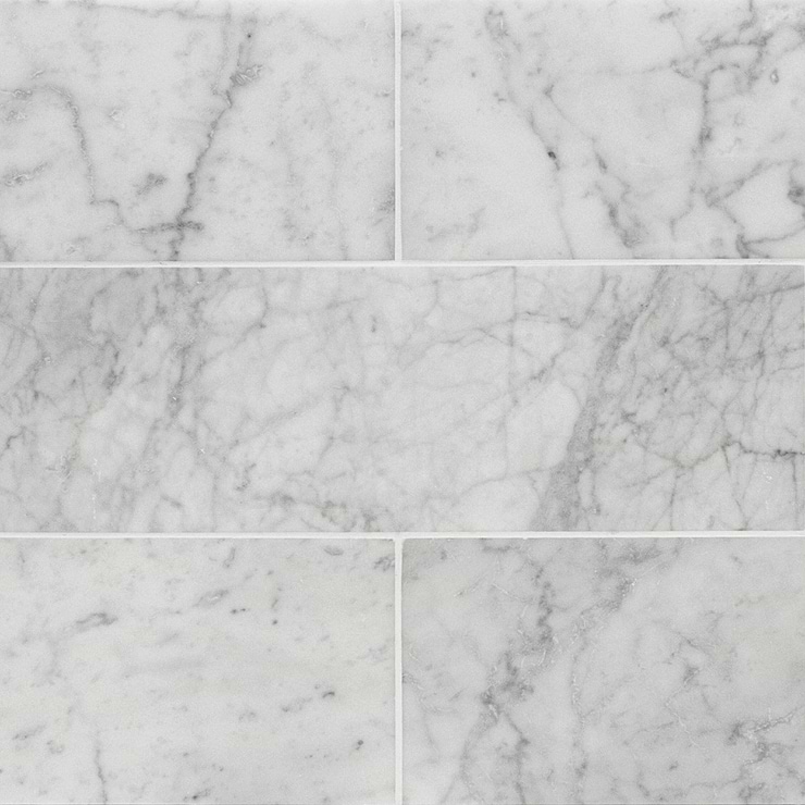 Carrara White 6x18 Honed Marble Tile