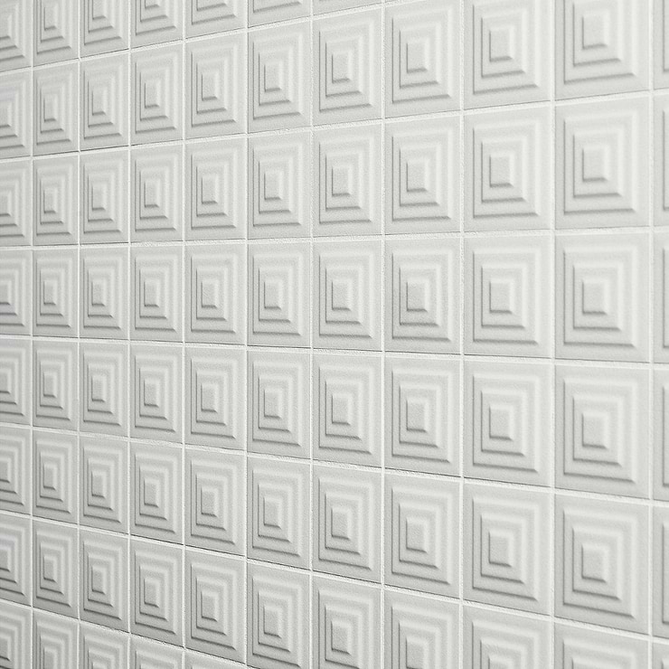 Kinzie Pyramid White 8x16 3D Matte Ceramic Tile