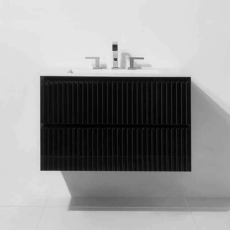 Linear Black Gloss 24" Single Vanity with Integrated Top