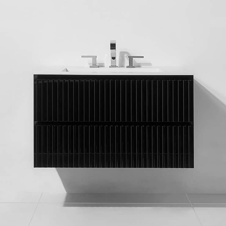 Linear Black Gloss 30" Single Vanity with Integrated Top