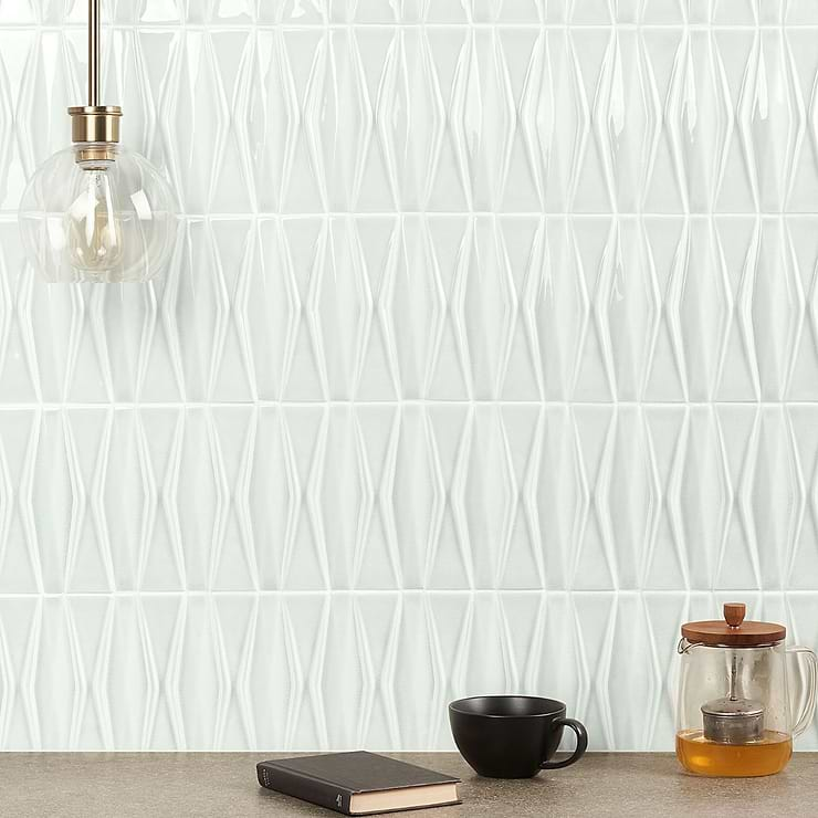 Nabi Harlequin Tundra Gray 2x8 Crackled Glossy Glass Mosaic Tile