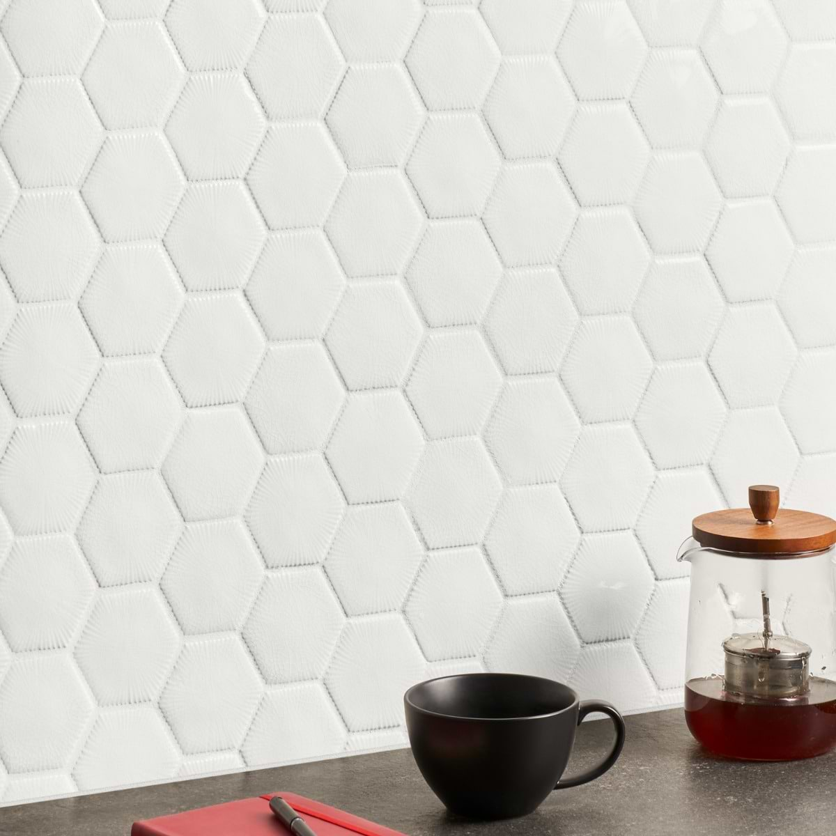 Shop Nabi Glacier White 3 inch Hexagon Polished Glass Mosaic Tile ...