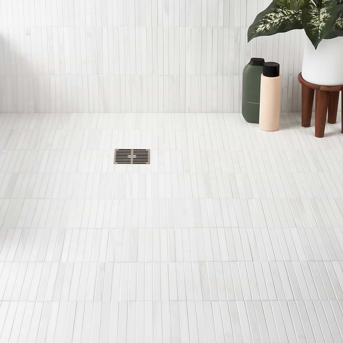 Bianco Dolomite Premium White 1x6 Stacked Honed Marble Mosaic