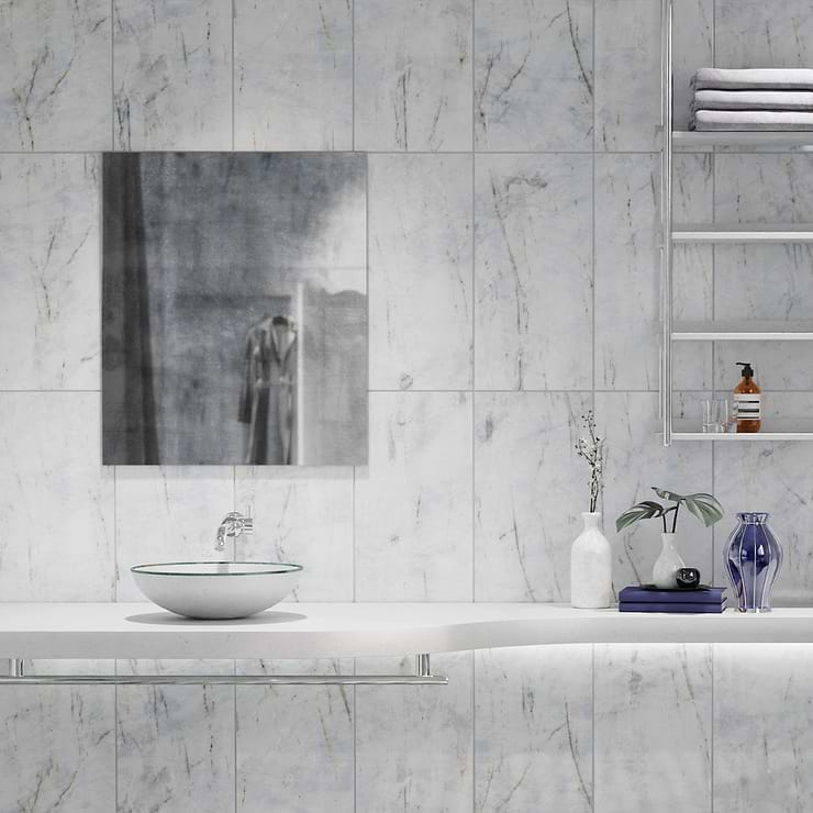 Lilac White 12x24 Polished Marble Tile