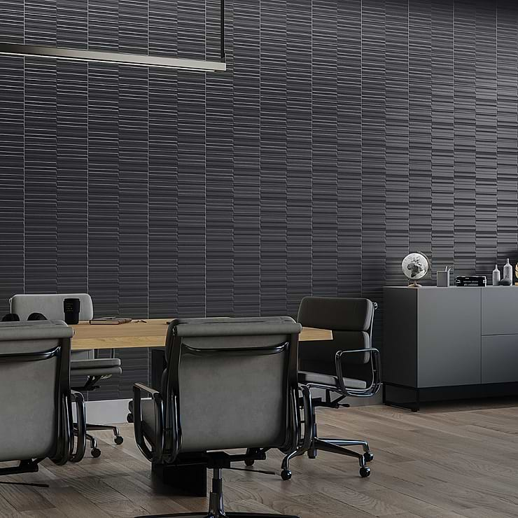 Sydney Charcoal Black 8x16 3D Glossy and Matte Mixed Finish Ceramic Tile