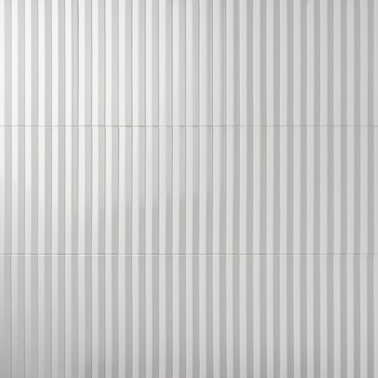 Ponto Bianco White Fluted 5x16 3D Polished Porcelain Tile