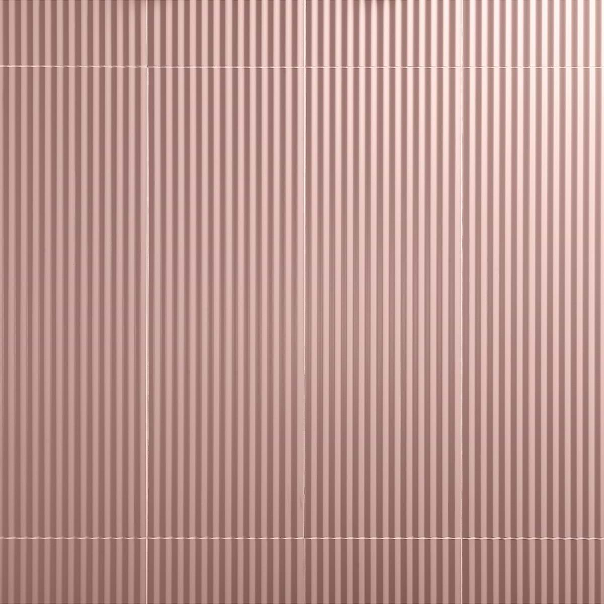 Mod Blush Pink 12x36 3D Fluted Matte Ceramic Tile 