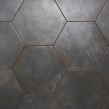 Flatiron Black 20" Large Hexagon Matte Porcelain Tile By Angela Harris