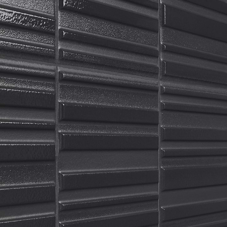 Sydney Charcoal Black 8x16 3D Glossy and Matte Mixed Finish Ceramic Tile