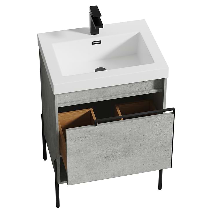 Kaleb 24'' Cement Gray Vanity and Counter