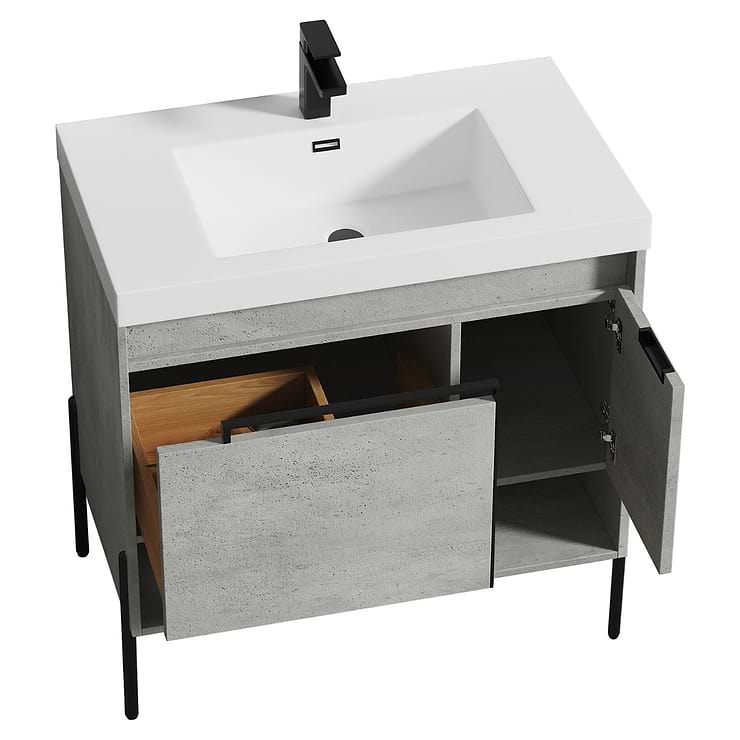 Kaleb 36'' Cement Gray Vanity and Counter