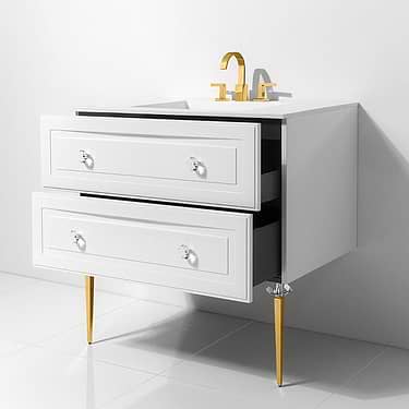 Alma Bianca White 42" Vanity with Gold and Lucite Legs and Hardware