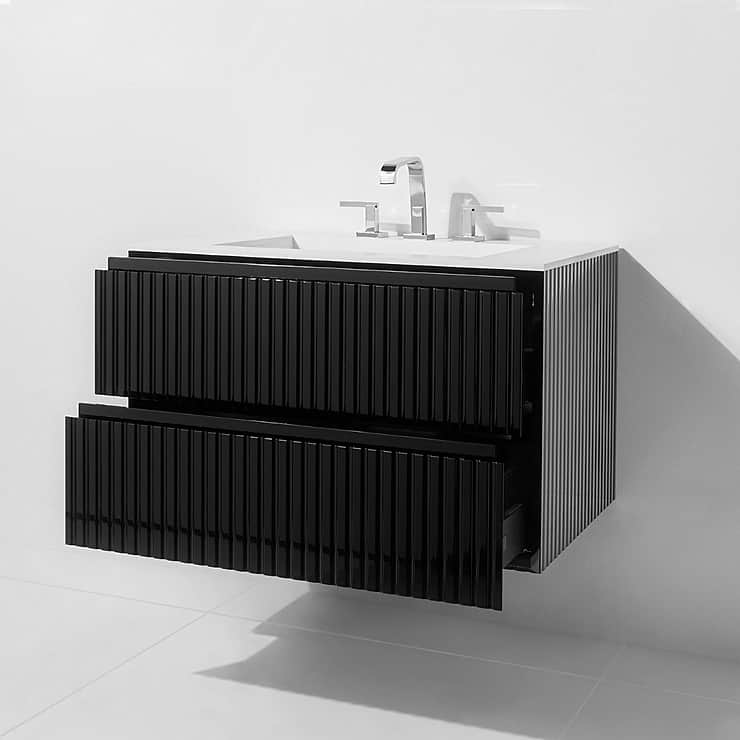 Linear Black Gloss 24" Single Vanity with Integrated Top