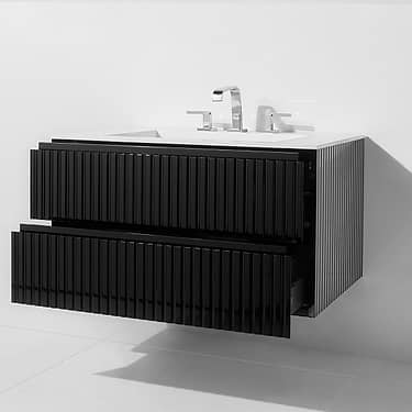 Linear Black Gloss 36" Single Vanity with Integrated Top
