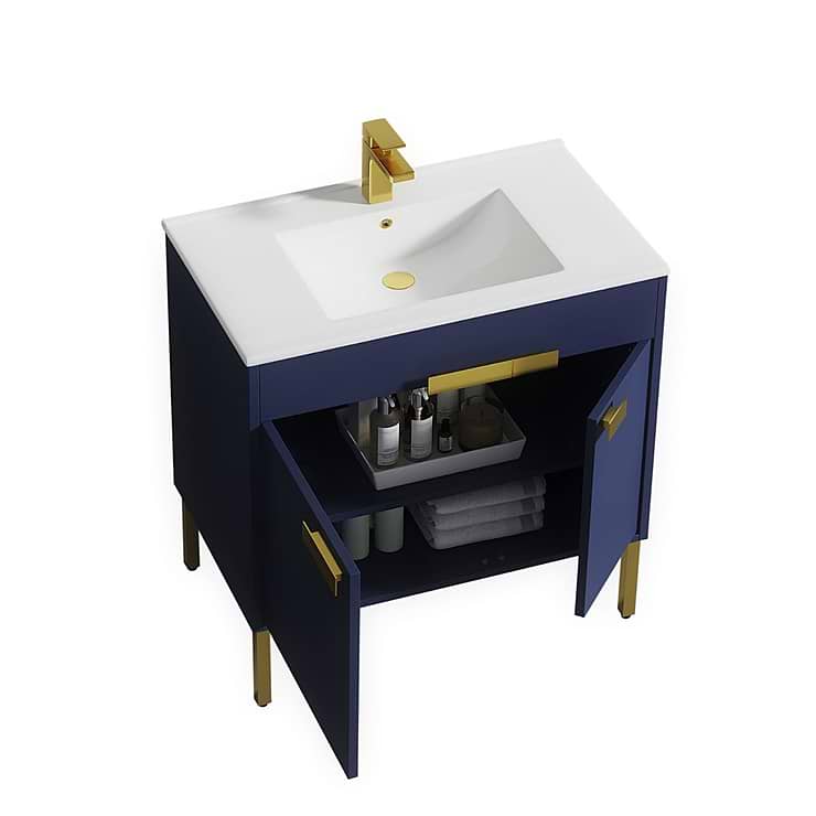 Portofino 36'' Navy Blue Vanity And Counter