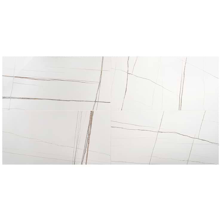 Minera Sahara Blanco White 24x48 Marble Look Polished Porcelain Tile