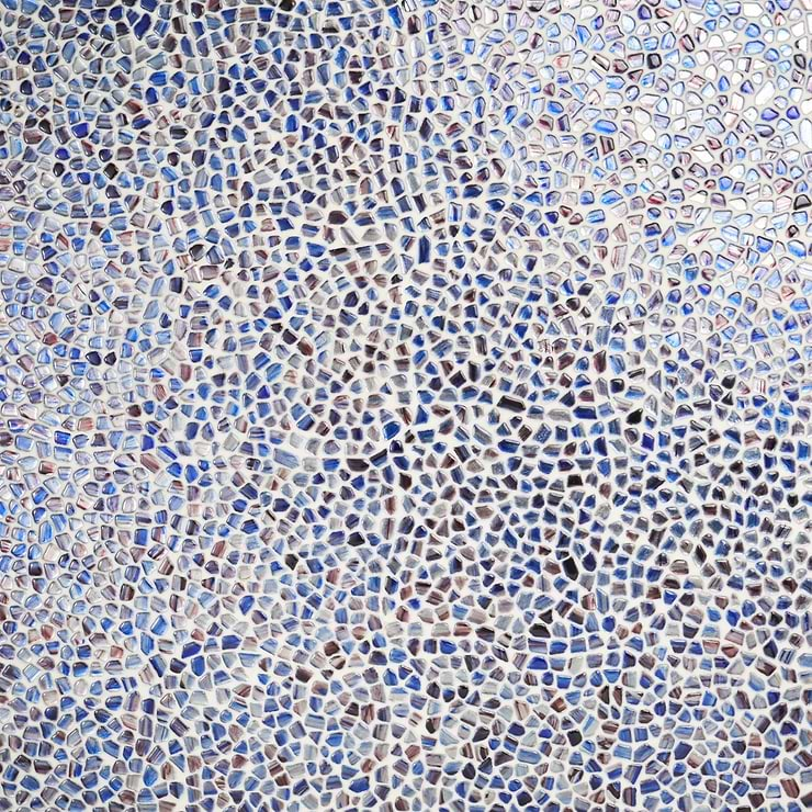 Komorebi Pebble Bayou Blue Polished Glass Mosaic Tile