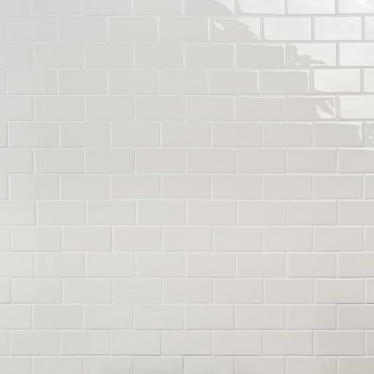 Nabi Glacier White 3x6 Crackled Glass Wall Tile