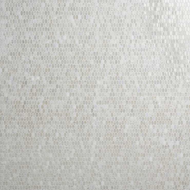 Flicker Iridescent Mist White 1/4" x 1" Polished Glass Mosaic Tile