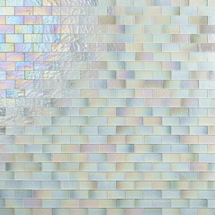 Splash Glacier White 2x4 Polished Glass Mosaic Tile