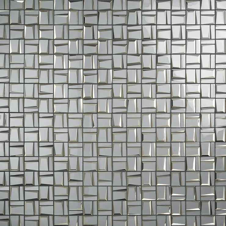 Rumi French Slate Gray 2x3 Polished Mirrored Glass Mosaic Tile