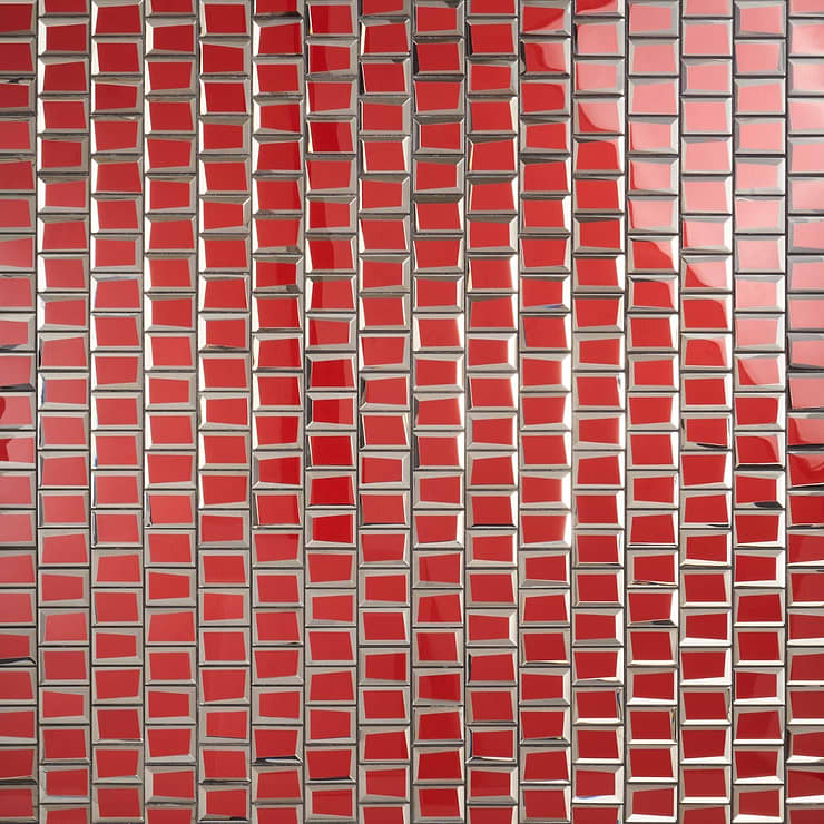 Rumi Glam Red 2x3 Polished Mirrored Glass Mosaic Tile